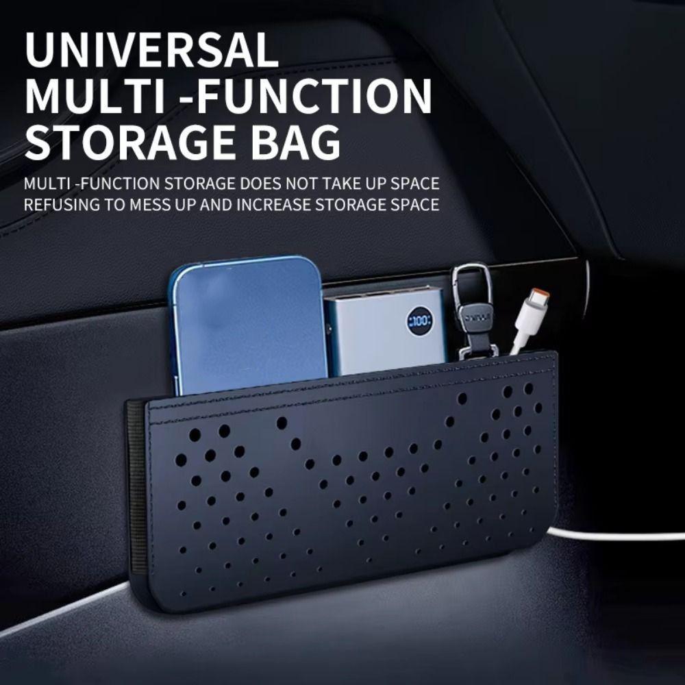 Scratch Resistant Multi-Functional Hanging Bag PU Leather Car Sundries Box  Card Bill Storage