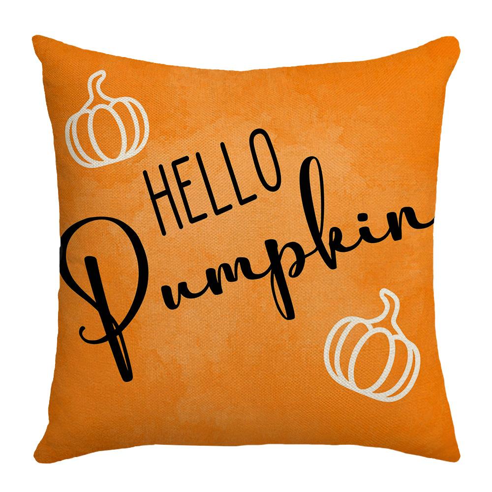 New Thanksgiving Pillow Cover Autumn Pumpkin Maple Leaf Orange Linen Pillow Home Sofa Pillow