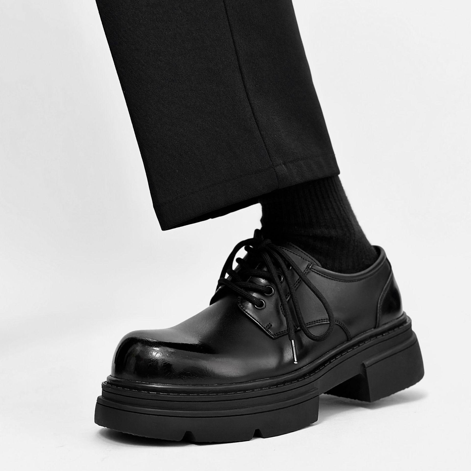 

Туфли дерби на платформе Cleanfit мужские в британском стиле кожаные универсальные с круглым носком кожаные туфли для бизнеса и поездок на работу с увеличением роста туфли с большой головой 44