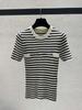 26 Years of New College Style Striped Knitted Top Women's Crew Neck Series Contrasting Color Splicing Striped Elastic Knitted Top
