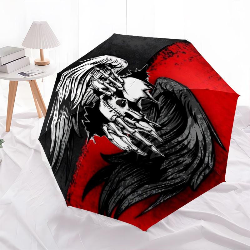 1PC Skull Automatic Umbrella - Suitable Travel Outdoor Portable Umbrella Birthday Gift Daily Essentials
