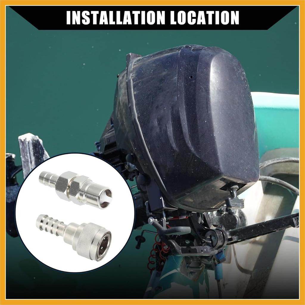5/16" Boat Fuel Connector Male Female and Locking Nut for Tohatsu for Nissan 2/4-Stroke Outboard/Marine Boat Motor Fuel Tank Connector/Stainless