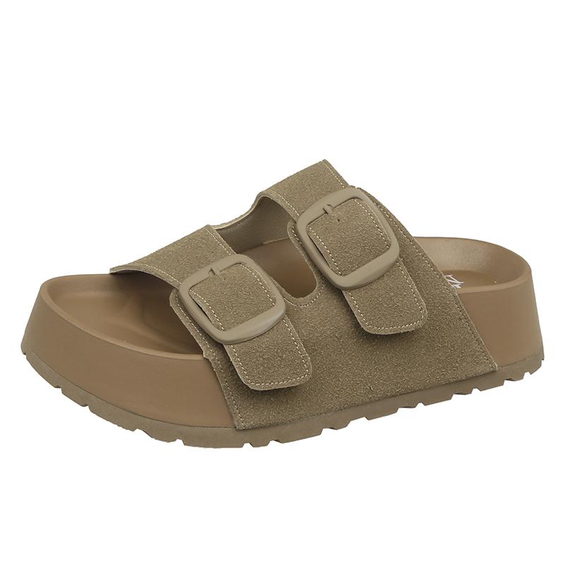 Fashion 2025 Women Summer Casual Women Shoes Retro Trend With Buckle Slippers Comfortable Beach Slippers Round-headed Slippers