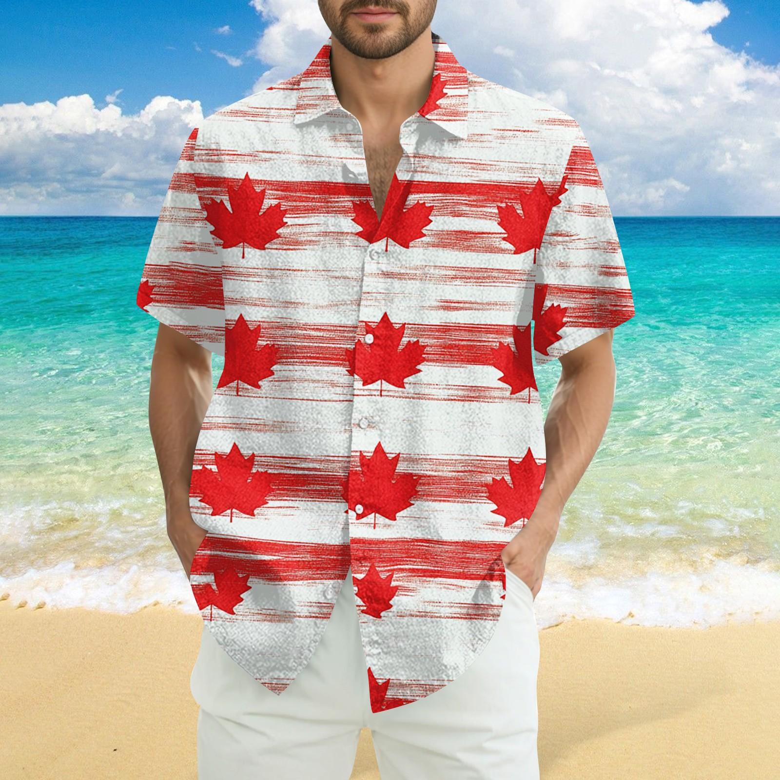 

Мужская повседневная рубашка с короткими рукавами и принтом «День независимости» XL белый