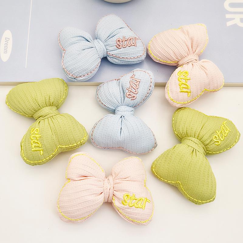 Candy Color Embroidered Bowknot: Fresh Fabric DIY Accessories for Shoes, Socks, Bags, Hair, and Clothing.