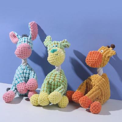 Dogs Plush Toy Stuffed Animal Chew Toy Squeaky Plush Elephant Lion Goat Giraffe Dog Tug Toy for Aggressive Chewers Play And Indoor Puppies Teething