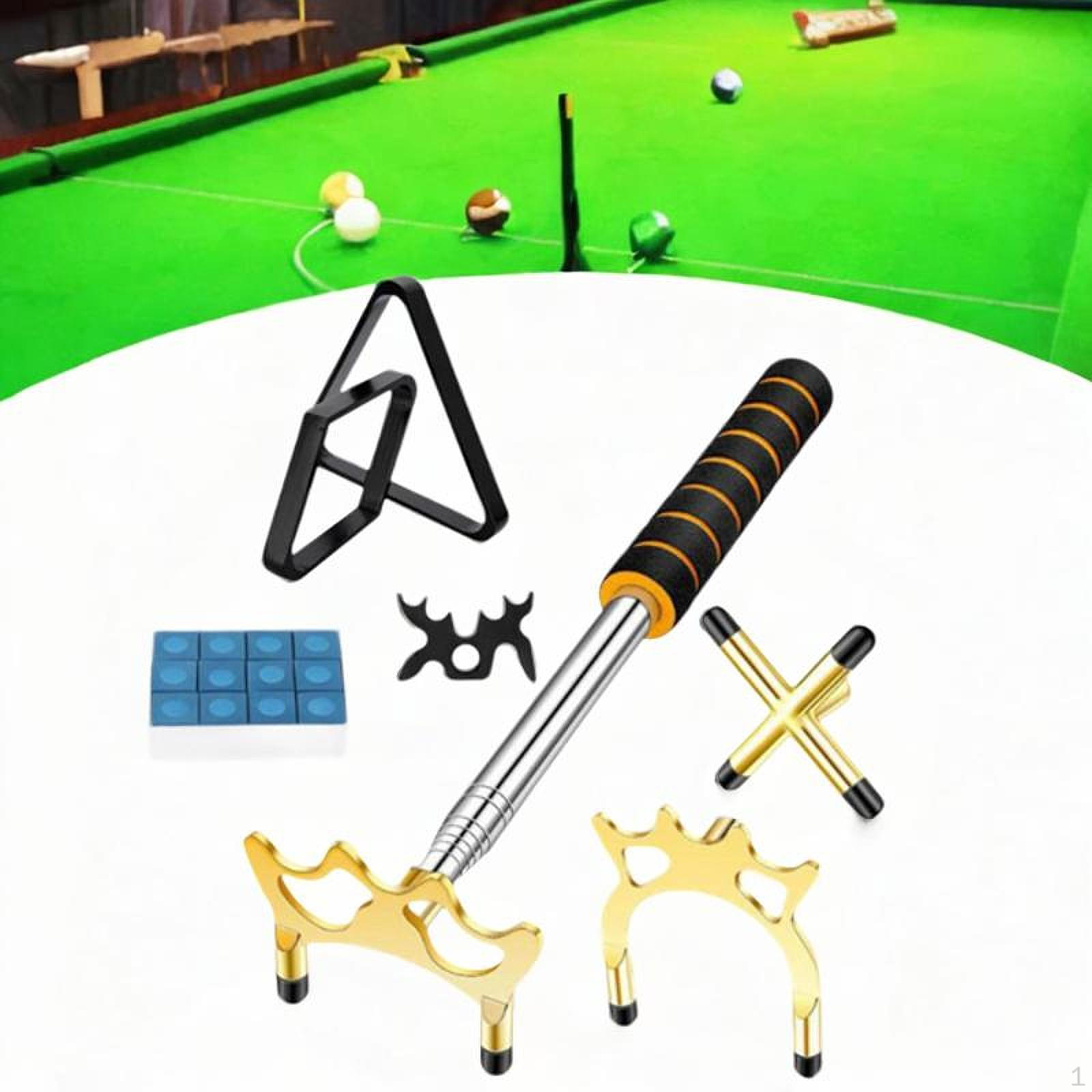 Billiard Bridge, Retractable Pool Stick, Snooker Cue Bridge Rest with Head for Black and Gold