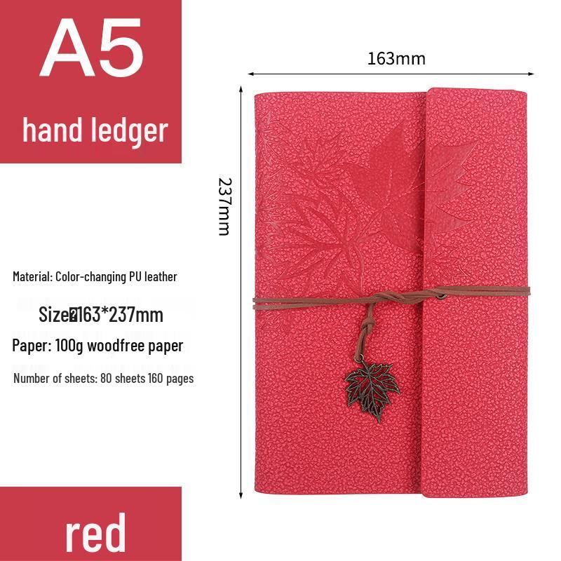 Retro Ribbon Tie Tri-fold Loose-leaf Notebook - Student Travel Notepad & Stamp Book