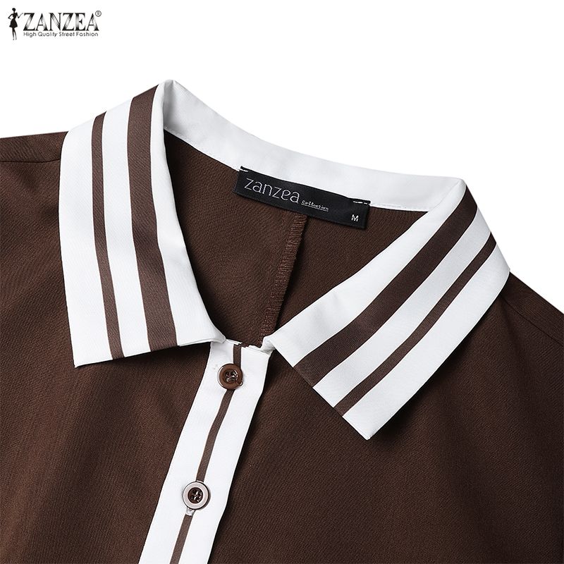 ZANZEA Women Summer Classic Collar Short Sleeve Casual Dress