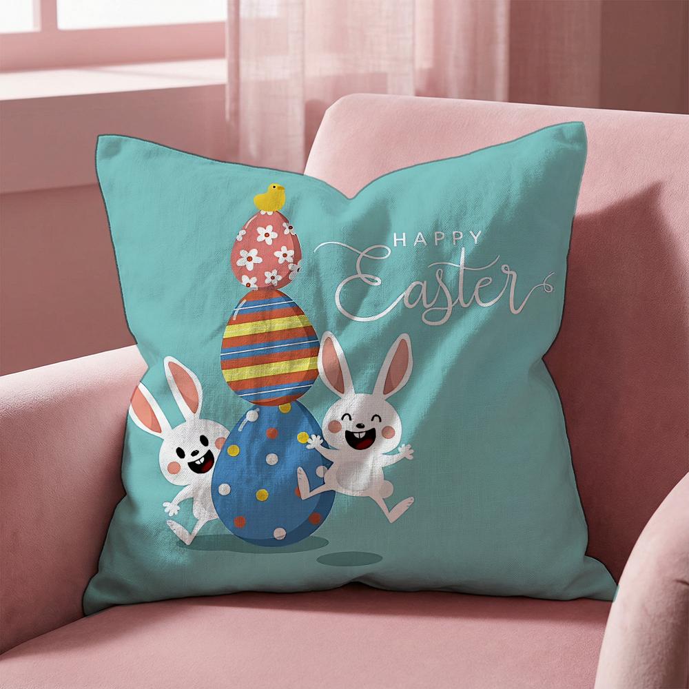 Holiday Easter Cushion Cover MultiScene Pillow Cover for Home Car Reversible Soft Durable for Daily Use
