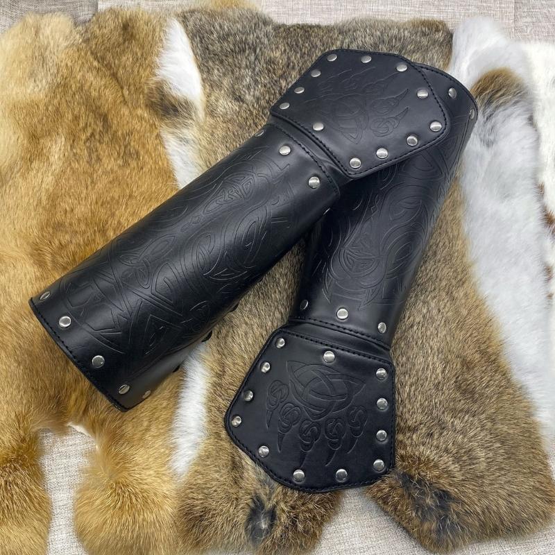 Viking Knight Arm Gauntlets Bracer Vintage Faux Leather Gauntlets Wristband Medieval Leather Bracers Arm Armors
