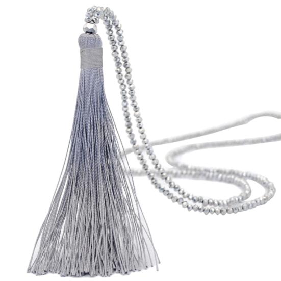

Fashion Women Tassel Pendant Faux Crystal Beaded Long Necklace Jewelry Gift
