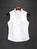 Women's Korean Style Sleeveless Stand Collar Cotton Shirt - Versatile Base Layer for Autumn/Winter, Ideal with Suits & Sweaters.