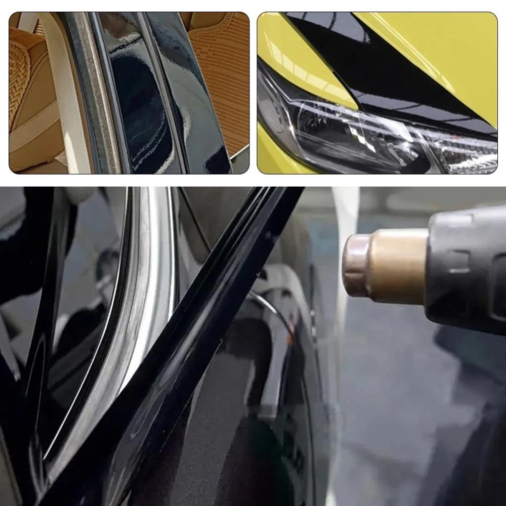 3/5CM Black Glossy Vinyl Wrap Tape Window Trim Film Blackout Chrome Delete Vinyl Wrap Roll Car Protectice Accessories