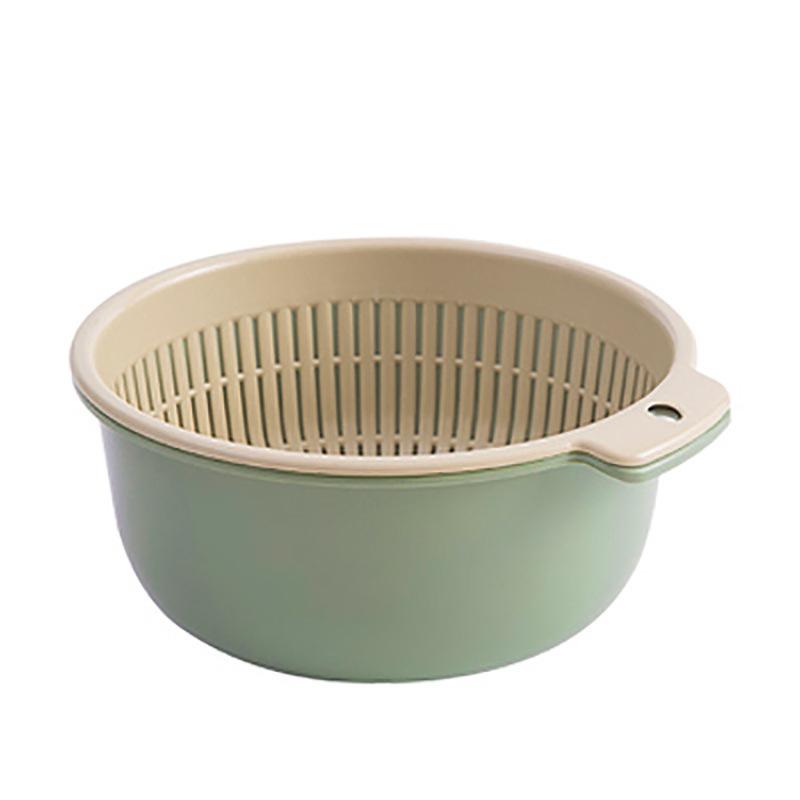 Vegetable Washing Basin, Plastic Double-layer Drain Basket, Rice Washer, Vegetable Washing Basin, Kitchen Fruit Washing Dish