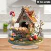 8in 2D Attractive Acrylic Colour Printing Chicken & Chicken Coop Desktop Decorations Home Office Studio Decoration Friends Gifts