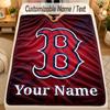 Flannel BlanketBoston Red Sox Custom Name Text Personalized Soft Warm Throw Blanket Home Decor Gift