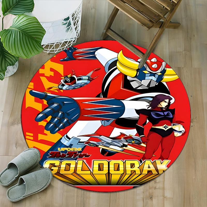1pc UFO Robot Grendizer3 Print Round Carpet Chair Round Carpet Suitable for Bedroom Living Room Home Decorative Carpet