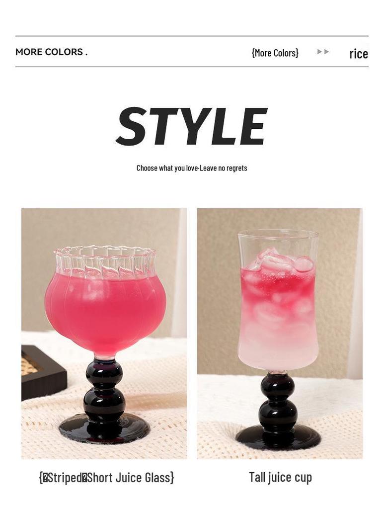 Vintage Black Glass Goblet: Elegant Retro Red Wine & Juice Cup