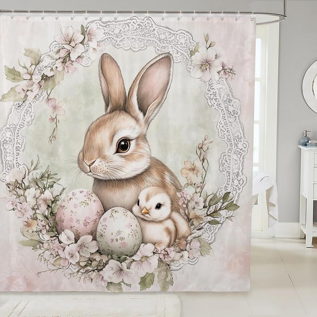 Cute Cats Shower Curtain for Kids Girls Teens Blue Floral Green Leaves Bathroom Accessories Home Garden Pets Animals Rustic Bath