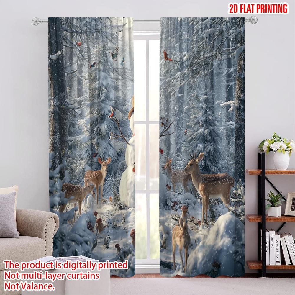 

2 шт., 2D плоская печать Шторы Рулонные шторы Снеговик и Олень Универсальные 100% полиэстер (без удилища) Уличные украшения 52.50 × 116.00 cm 2 pcs