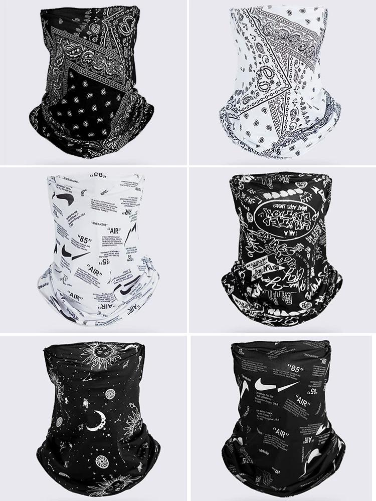 Sun Protection Mask Female Cover Full Face Neck Cycling Running Ear Hanging Headscarf Mask Neck Protection Face Mask Ice Silk Scarf Veil