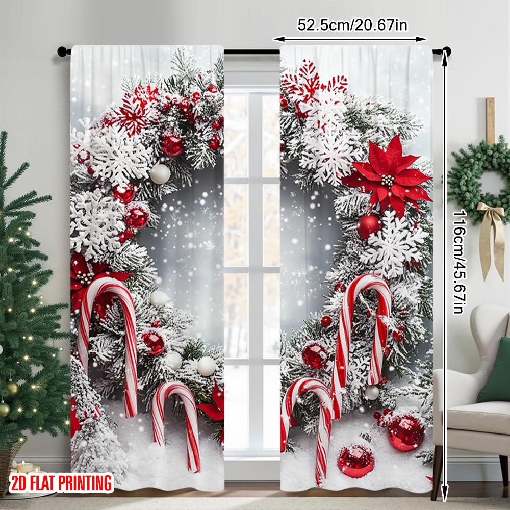 2pcs 2D flat printing Christmas Drapes Snow candy bar Fabric Without Electricity Spring Party & Holiday Decor for room decor