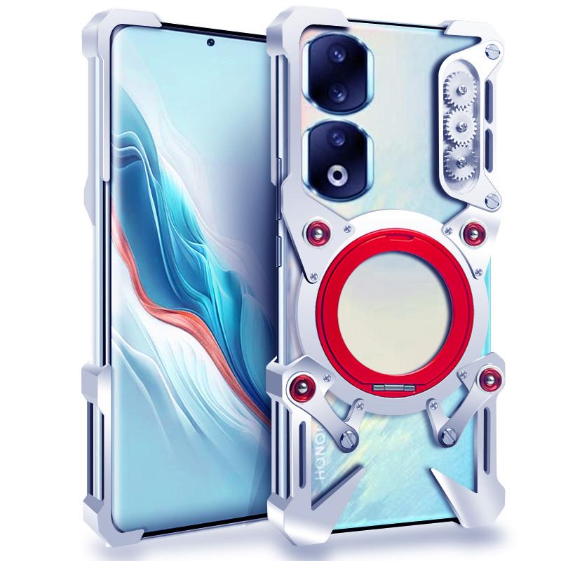 

Магнитный металлический бампер для Honor GT 90,80,70,60,Pro 80,70 GT,50,60,80 SE Чехол Без ободка Держатель с вращением на 360 градусов с защитой объектива Honor 90 Pro серебряный