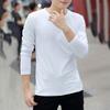 Men T-shirt V Neck Buttons Decoration Slim All Match Spring Base Shirt for Daily Wear