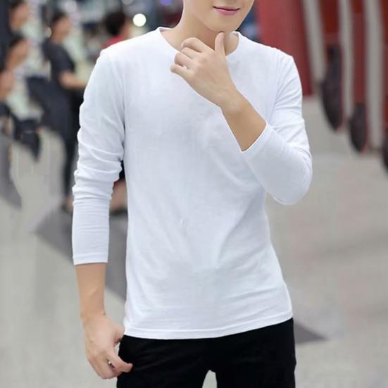 Men T-shirt V Neck Buttons Decoration Slim All Match Spring Base Shirt for Daily Wear