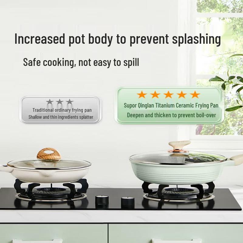 COOKER KING Qinglan 28cm Titanium Ceramic Frying Pan with Lid