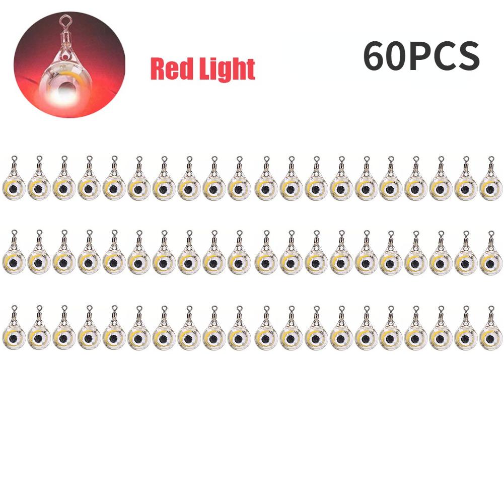 10-200pcs Mini Fishing Lure Light LED Deep Drop Underwater Eye Shape Squid Fish Bait Luminous Lure for Attracting Fish