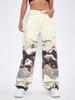 Pantalon en denim droit patchwork taille haute pour femme, effet dégradé – Collection Automne 2025