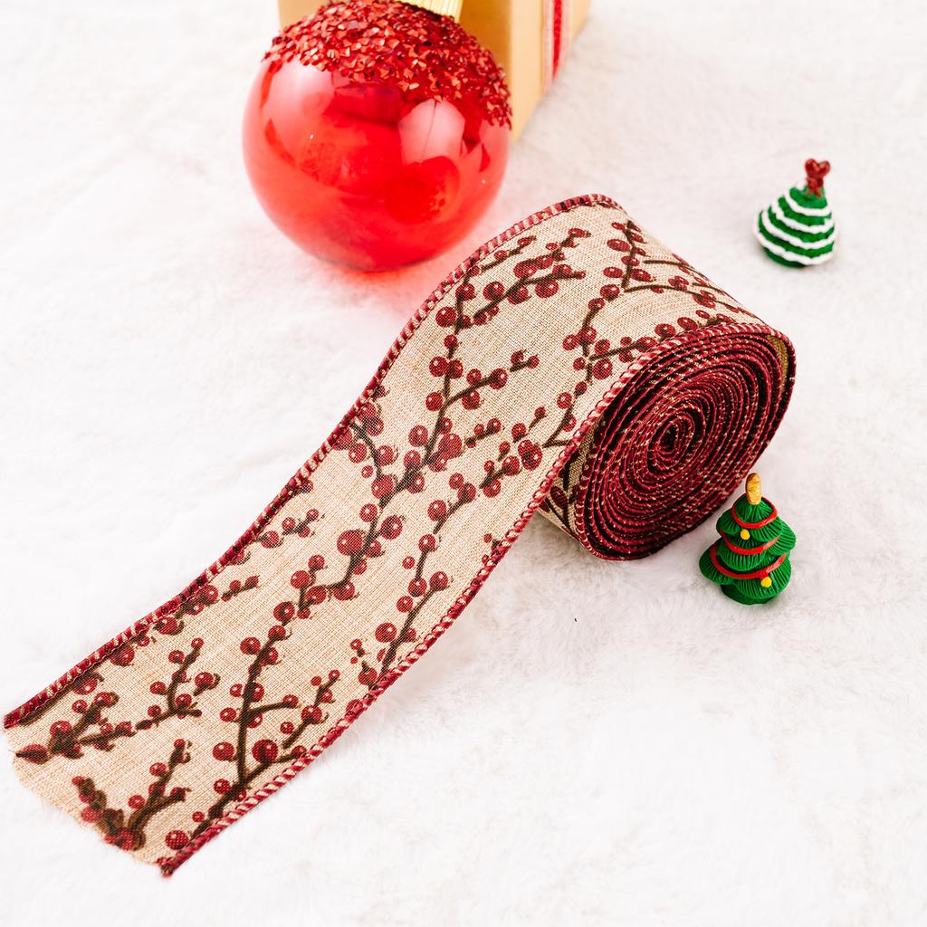 5M Christmas Ribbon Brown Wrapping Ribbon Craft Cotton Christmas Tree Star Ribbons for Gift Wrapping Crafts Xmas Tree Bows Cakes Cards Decor