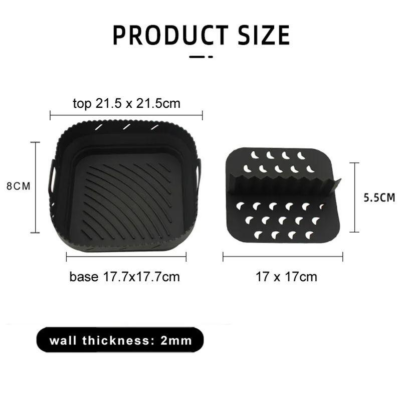 Air Fryer Silicone Basket Plate Square Reusable Air Fryer Cooking Accessories Foldable 20Cm/22Cm Airfryer Tool Baking Molds