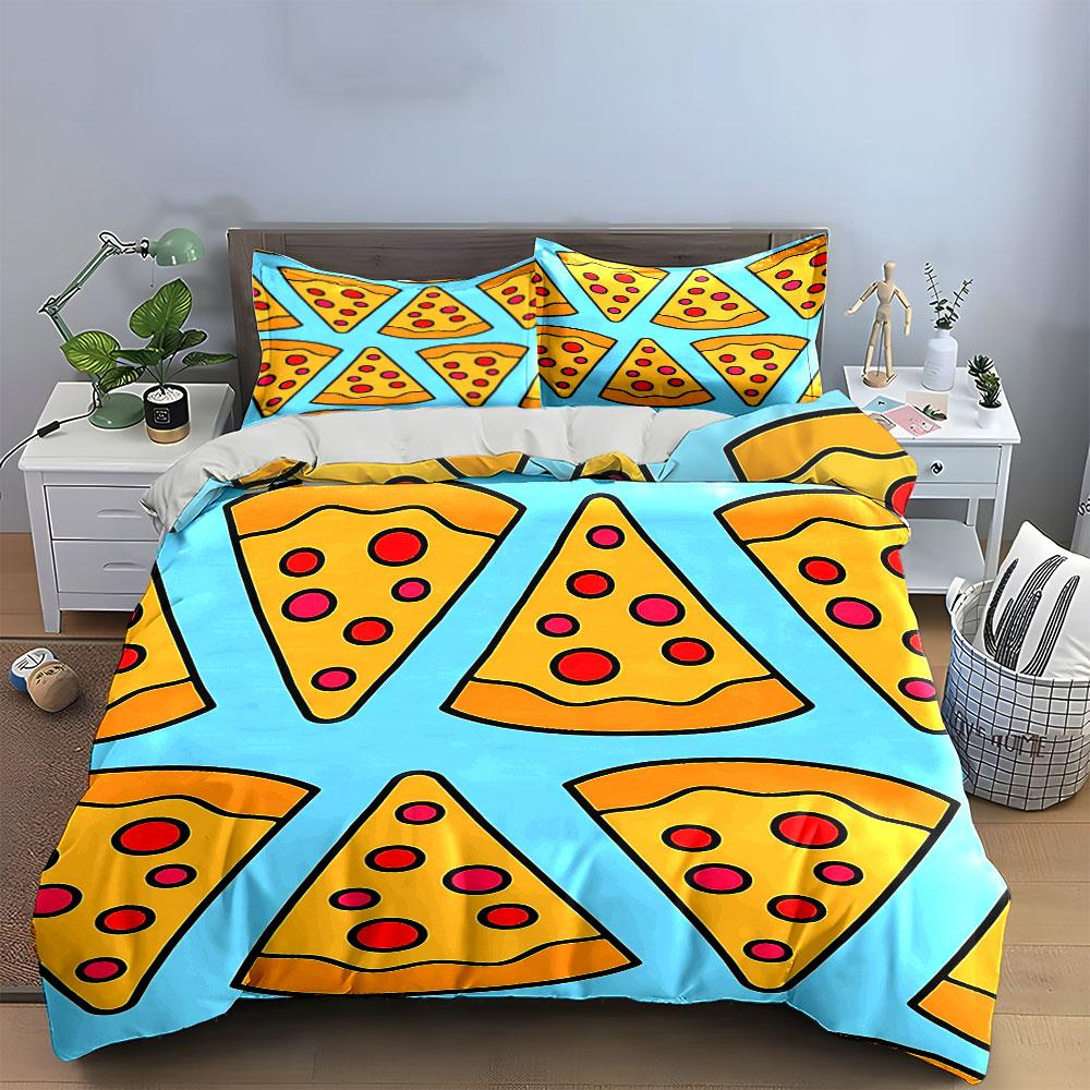 Pizza Slice Pattern Bedding Bedding Duvet Cover Set Duvet Cover Pillowcases (1 * Duvet Cover 2 * Pillowcases, without duvet insert)