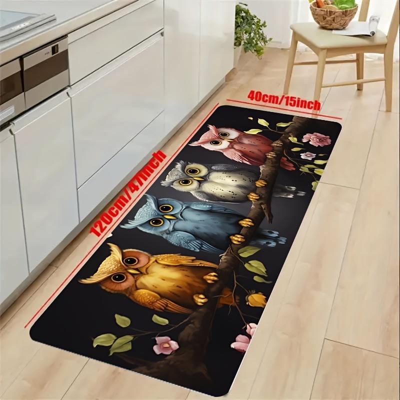 1Pcs Anti Fatigue Kitchen Rugs,  Cute Owls On The TreeWaterproof Non-Slip Thick Cushioned Kitchen Mat Heavy Duty Comfort Standing Mat for Kitchen