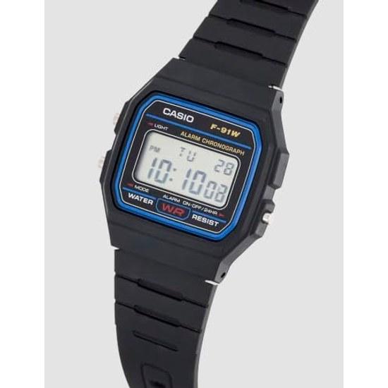 Casio F91W-1 Mens Classic Chronograph Alarm LCD Digital Watch Black F-91W-1DG BlackSheer Pleasure Strap