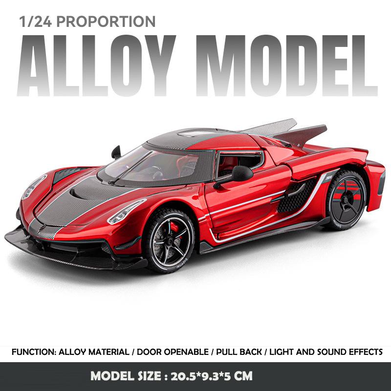 1/24 Koenigsegg Jesko Super Sports Car Alloy Car Model Ornaments for Children Boys Toys Pullback Light Simulation Model Diecast Toy Vehicle