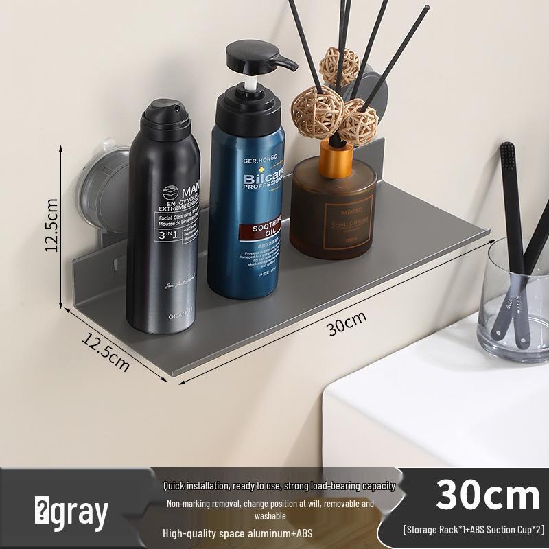 Creamy White Aluminum Bathroom Mirror & Vanity Storage Rack