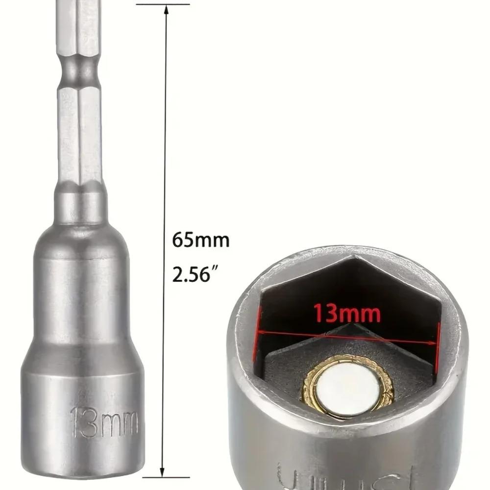 14 - Piece Magnetic Hex - Shank Screwdriver Socket Set with Extended Adapter, Polished Steel Nut Driver.