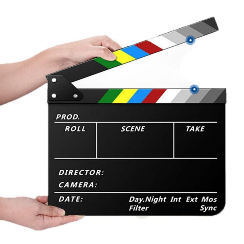 Movie Clapperboard Dry Erasable for Directors and Filmmakers Acrylc Video Scene Clapper Board 10x12Inch Black