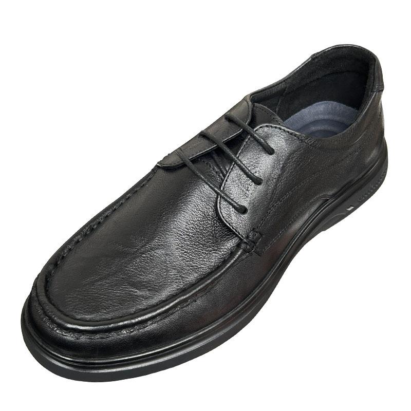 Round Head Leather Shoes Men'S Business Dress Leather Breathable Commuter Work Shoes Soft Sole Soft Surface Flat Heel Casual Men'S Leather Shoes
