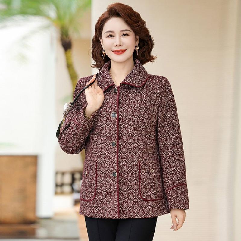 Women's clothing loose large size lapel jacket temperament high-end old lady cardigan top