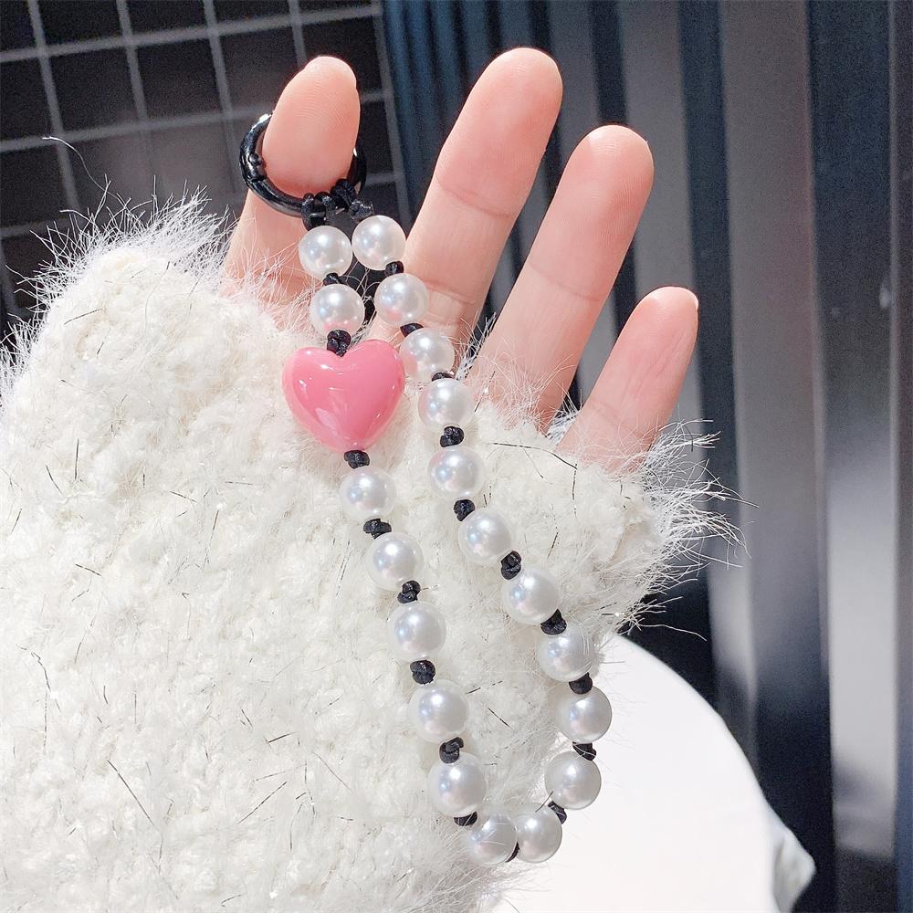 INS Charm Jewelry Pearl Lanyard Bracelet Phone Pendant Keychain for Bag Cellphone Strap Keyring Hanging Chain Buckle