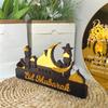 Customizable Ramadans Table Sign Acrylic Gold Silver Hollowed Castles Pattern Islamic Home for Holiday Gifting