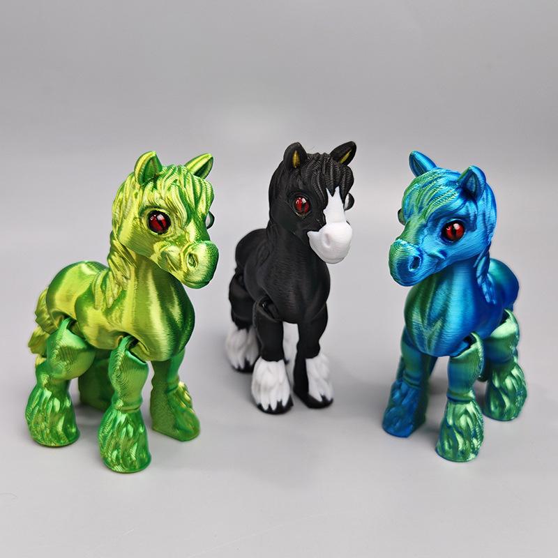 3D-gedruckte mehrgelenkige bewegliche Tiere Pferde Mini niedlich Relief sensorisches Spielzeug lustiges Zubehör Kindergeschenke Verzierung Actionfiguren