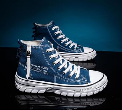 Fashion Men's Canvas Shoes New High Top Breathable Flat Shoes For Men Sneakers Board Shoes Casual Comfortable Platform Man Trainers