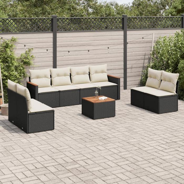 VidaXL Garden Lounge Set with Cushions 9 Pcs, Patio Sofas, Patio Furniture Set, Outdoor Furniture, Black 3258297