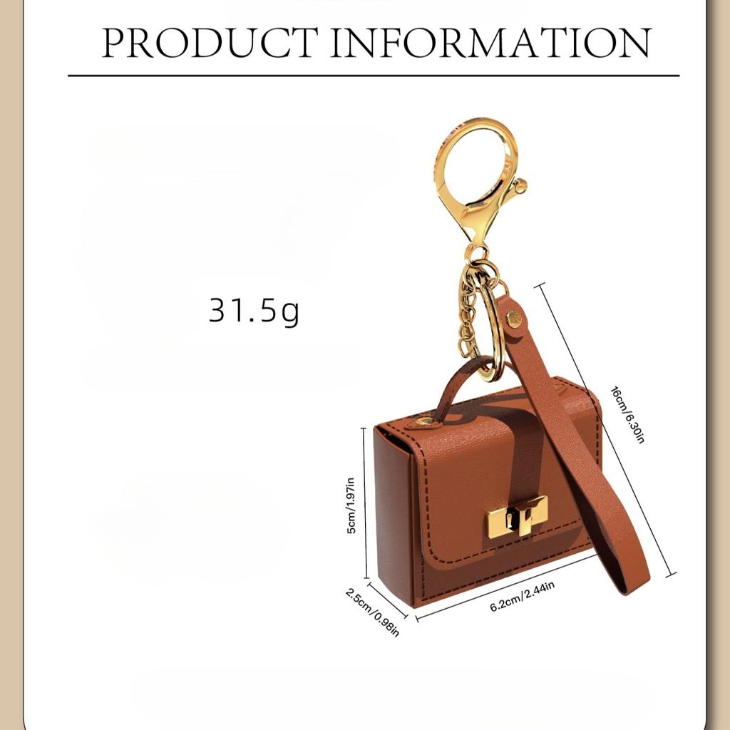 Portachiavi Mini Borsa in Ecopelle PU - Portamonete alla Moda con Dettagli Dorati, Design Compatto per Chiavi e Monete, Disponibile in Azzurro Chiaro, Rosa, Nero